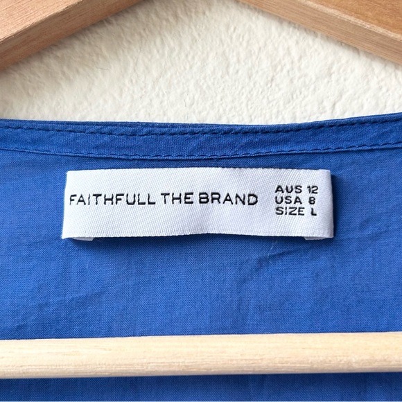Faithfull the Brand Royal Blue Mantra plunging V-neck cotton Cover Up Dress Sz L - Picture 13 of 16